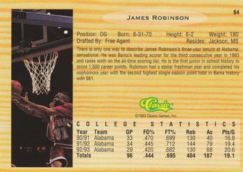 1993 Classic Draft Picks #64 James Robinson Back
