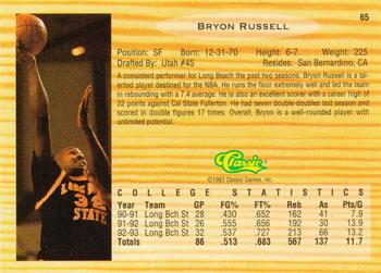 1993 Classic Draft Picks #65 Bryon Russell Back