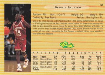 1993 Classic Draft Picks #67 Bennie Seltzer Back