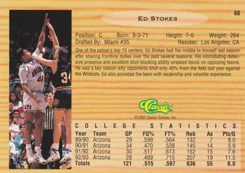 1993 Classic Draft Picks #68 Ed Stokes Back