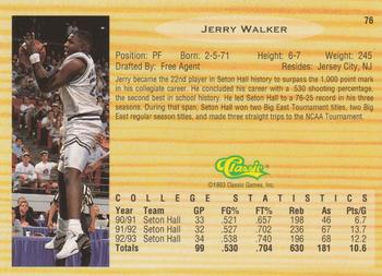1993 Classic Draft Picks #76 Jerry Walker Back