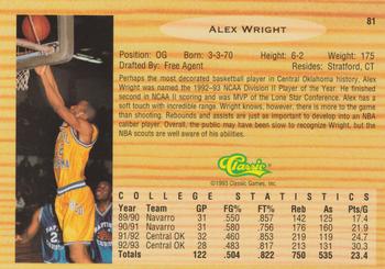 1993 Classic Draft Picks #81 Alex Wright Back