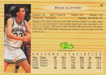 1993 Classic Draft Picks #86 Brian Clifford Back