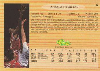 1993 Classic Draft Picks #90 Angelo Hamilton Back