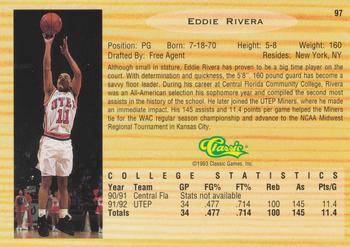 1993 Classic Draft Picks #97 Eddie Rivera Back