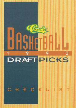 1993 Classic Draft Picks #109 Checklist 1: 1-55 Back