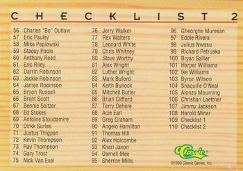 1993 Classic Draft Picks #110 Checklist 2: 56-110 Front
