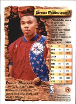 1993-94 Finest #77 Clarence Weatherspoon Back