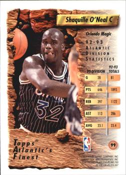 1993-94 Finest #99 Shaquille O'Neal Back