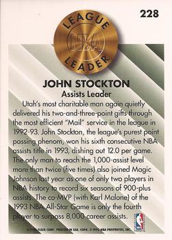 1993-94 Fleer #228 John Stockton Back