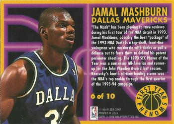 1993-94 Fleer - First Year Phenoms #6 Jamal Mashburn Back