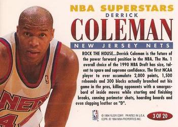 1993-94 Fleer - NBA Superstars #3 Derrick Coleman Back