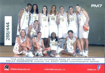 2008 Rittenhouse WNBA - 2007 WNBA Champions Relics #PM7 Kelly Mazzante Back