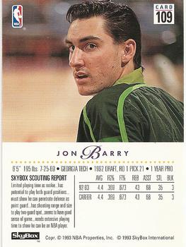 1993-94 SkyBox Premium #109 Jon Barry Back