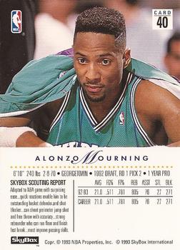 1993-94 SkyBox Premium #40 Alonzo Mourning Back