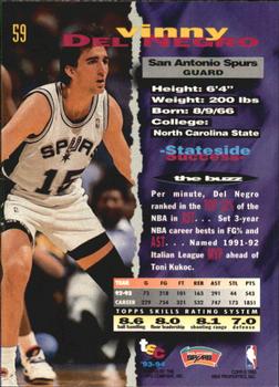 1993-94 Stadium Club - First Day Issue #59 Vinny Del Negro Back