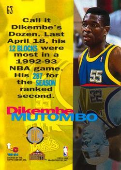 1993-94 Stadium Club - First Day Issue #63 Dikembe Mutombo Back