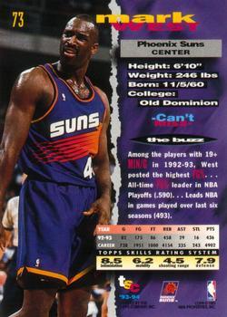 1993-94 Stadium Club - First Day Issue #73 Mark West Back