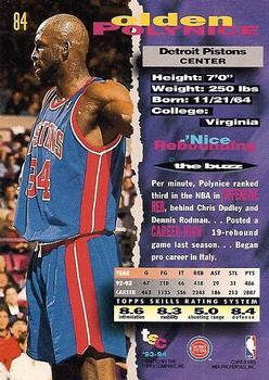 1993-94 Stadium Club - First Day Issue #84 Olden Polynice Back