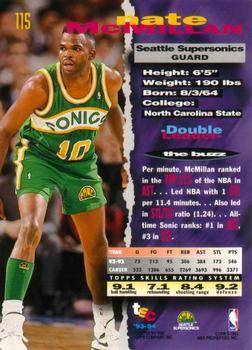 1993-94 Stadium Club - First Day Issue #115 Nate McMillan Back
