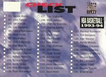 1993-94 Stadium Club - First Day Issue #180 Checklist: 91-180 Front