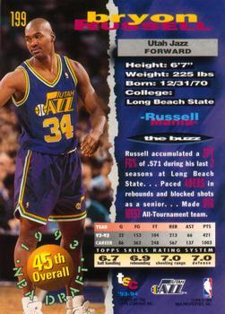 1993-94 Stadium Club - First Day Issue #199 Bryon Russell Back