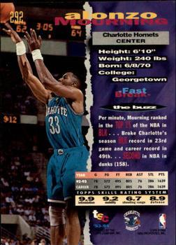 1993-94 Stadium Club - First Day Issue #292 Alonzo Mourning Back