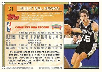 1993-94 Topps #31 Vinny Del Negro Back