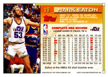 1993-94 Topps #19 Mark Eaton Back