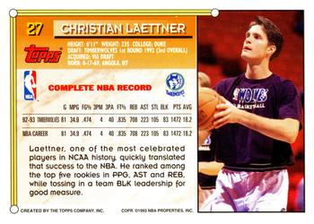 1993-94 Topps #27 Christian Laettner Back