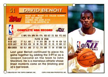 1993-94 Topps #51 David Benoit Back