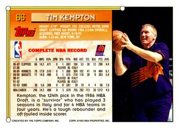 1993-94 Topps #66 Tim Kempton Back