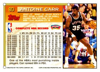 1993-94 Topps #80 Antoine Carr Back