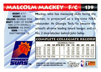1993-94 Topps #139 Malcolm Mackey Back