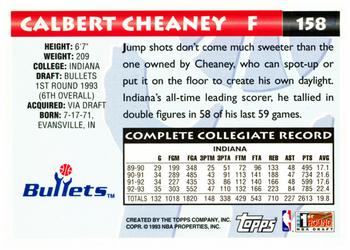 1993-94 Topps #158 Calbert Cheaney Back