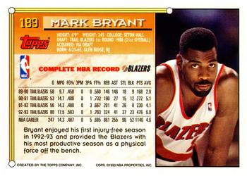 1993-94 Topps #189 Mark Bryant Back