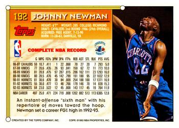 1993-94 Topps #192 Johnny Newman Back