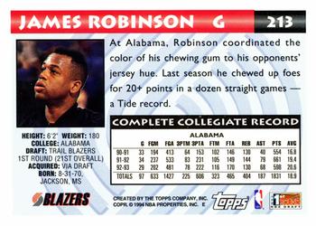 1993-94 Topps #213 James Robinson Back