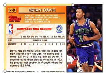 1993-94 Topps #269 Brian Davis Back