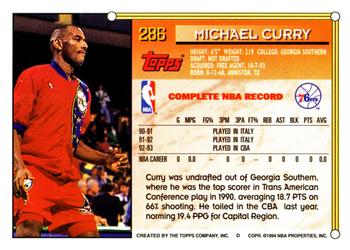 1993-94 Topps #286 Michael Curry Back