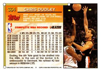 1993-94 Topps #364 Chris Dudley Back