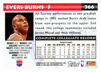1993-94 Topps #366 Evers Burns Back