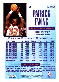 1993-94 Topps #390 Patrick Ewing Back