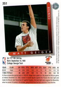 1993-94 Upper Deck #351 Matt Geiger Back