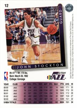 1993-94 Upper Deck #12 John Stockton Back
