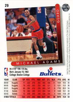 1993-94 Upper Deck #29 Michael Adams Back