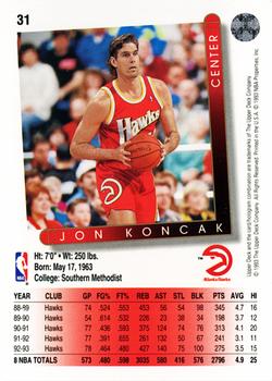 1993-94 Upper Deck #31 Jon Koncak Back