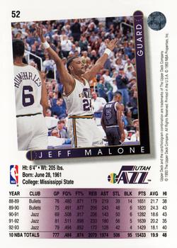 1993-94 Upper Deck #52 Jeff Malone Back
