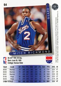1993-94 Upper Deck #64 Mitch Richmond Back
