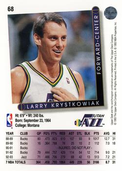 1993-94 Upper Deck #68 Larry Krystkowiak Back